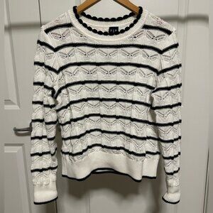 GAP White and Black Textured Sweater